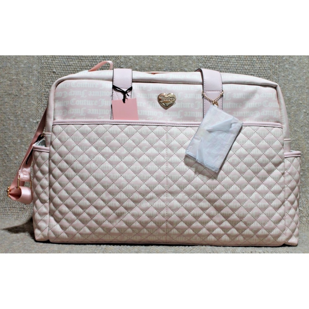 Juicy Couture Pink Quilted Weekender Travel Tote Bag Large NWT With Coin Purse